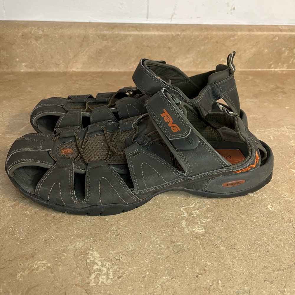 Teva Men’s Black and Orange Outdoor Closed-Toe Sport Sandals